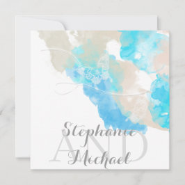 Waterverf Butterfly Ocean Shore bruiloft Uitnodige Kaart