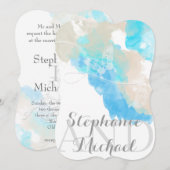 Waterverf Butterfly Ocean Shore Huwelijksuitnodigi Kaart (Voorkant / Achterkant)