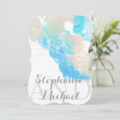 Waterverf Butterfly Ocean Shore Huwelijksuitnodigi Kaart (Staand voorkant)