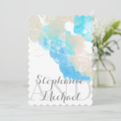 Waterverf Butterfly Ocean Shore Huwelijksuitnodigi Kaart (Staand voorkant)