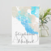 Waterverf Butterfly Ocean Shore Huwelijksuitnodigi Kaart (Staand voorkant)