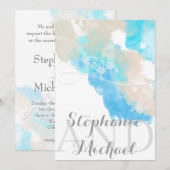 Waterverf Butterfly Ocean Shore Huwelijksuitnodigi Kaart (Voorkant / Achterkant)