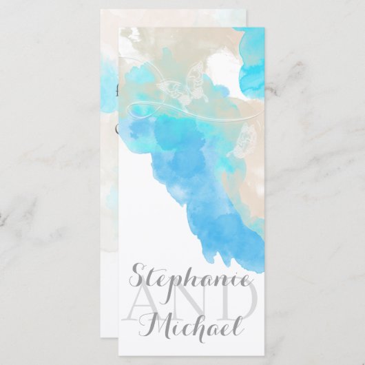 Waterverf Butterfly Ocean Shore Program Rack Programmakaart (Voorkant / Achterkant)