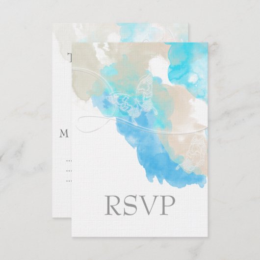 Waterverf Butterfly Ocean Shore RSVP (Voorkant / Achterkant)