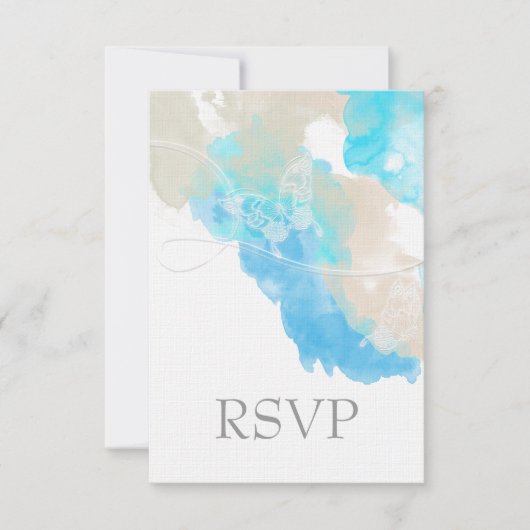 Waterverf Butterfly Ocean Shore RSVP Kaartje (Voorkant)