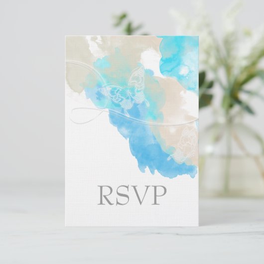 Waterverf Butterfly Ocean Shore RSVP Kaartje (Staand voorkant)