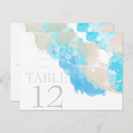 Waterverf Butterfly Ocean Shore Table Kaart (Voorkant / Achterkant)