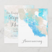 Waterverf Butterfly Ocean Shore Verloving Announ Aankondiging (Voorkant / Achterkant)