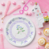 Waterverf Butterfly Paper Borden & Paarse Gingham Papieren Bordje (Feest)