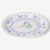 Waterverf Butterfly Paper Borden & Paarse Gingham Papieren Bordje (Gekanteld)
