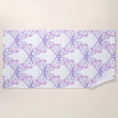 Waterverf Butterfly Patroon Paars Roze Grafisch Strandlaken (Voorkant)