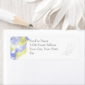 Waterverf Butterfly Periwinkle Lemon Adresslabel Etiket (Insitu)