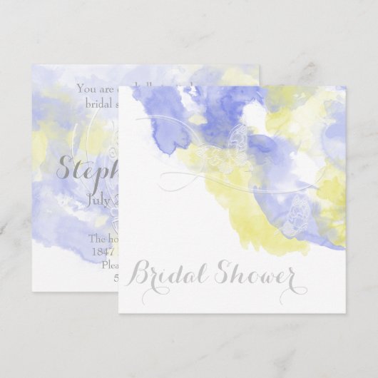 Waterverf Butterfly Periwinkle Lemon Bridal Showe Kaart (Voorkant / Achterkant)