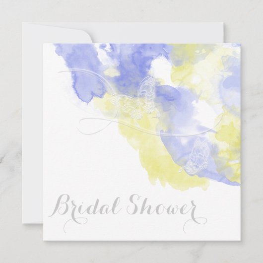 Waterverf Butterfly Periwinkle Lemon Bridal Showe Kaart (Voorkant)