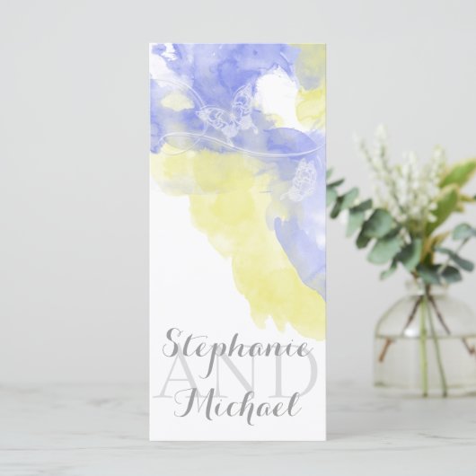 Waterverf Butterfly Periwinkle Lemon Program Rack Programmakaart (Staand voorkant)
