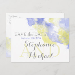 Waterverf Butterfly Periwinkle Lemon SavetheDate Aankondigingskaart