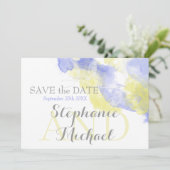Waterverf Butterfly Periwinkle Lemon SavetheDate Save The Date (Staand voorkant)