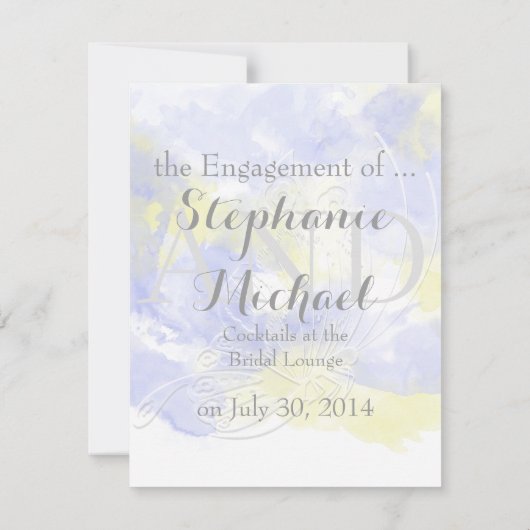 Waterverf Butterfly Periwinkle Verloving Announc Aankondiging (Achterkant)