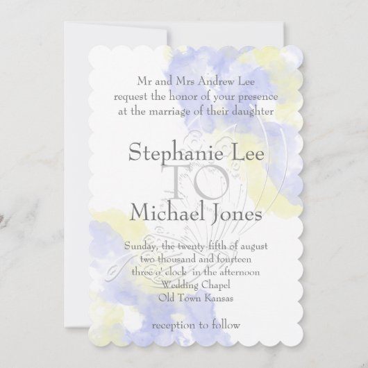 Waterverf Butterfly Periwinkle Weddenschap Kaart (Achterkant)