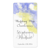 Waterverf Butterfly Periwinkle Wedding Wine Label (Voorkant)