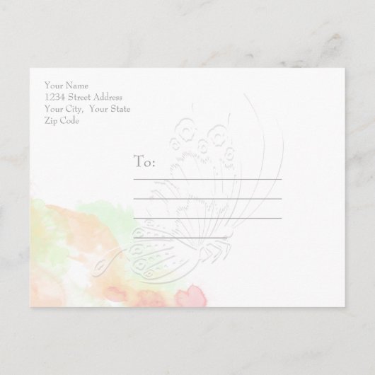 Waterverf Butterfly Rainbow Sherbet SavetheDate Aankondigingskaart (Achterkant)