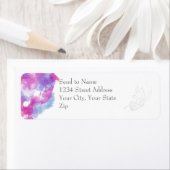 Waterverf Butterfly Raspberry Bliss Adreslabel Etiket (Insitu)