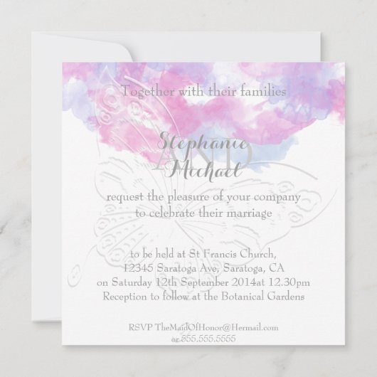 Waterverf Butterfly Raspberry Bliss Kaart (Achterkant)