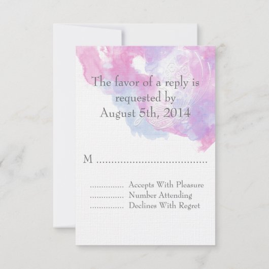 Waterverf Butterfly Raspberry Bliss RSVP (Achterkant)