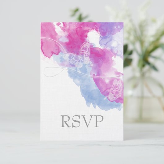 Waterverf Butterfly Raspberry Bliss RSVP (Staand voorkant)