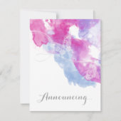 Waterverf Butterfly Raspberry Verloving aangekondi Aankondiging (Voorkant)