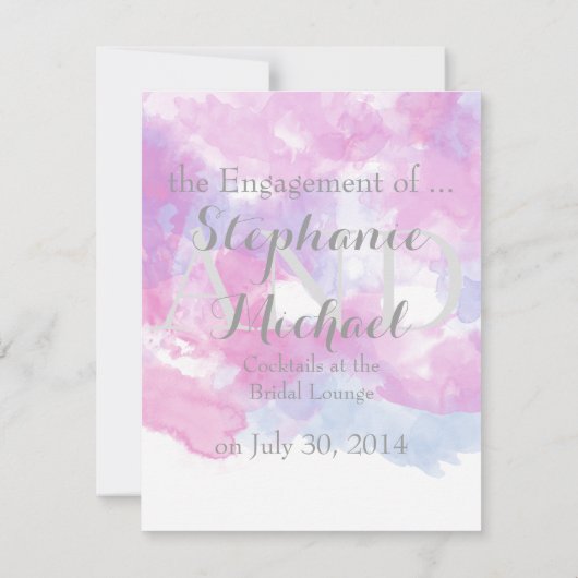 Waterverf Butterfly Raspberry Verloving aangekondi Aankondiging (Achterkant)