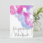 Waterverf Butterfly Raspberry Wedding Uitnodiging (Staand voorkant)