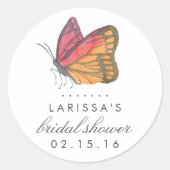 Waterverf Butterfly Red Vrijgezellenfeest Ronde Sticker (Voorkant)