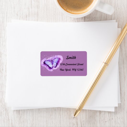 Waterverf Butterfly Return-adreslabel Etiket (Insitu)