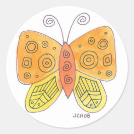Waterverf Butterfly Ronde Sticker
