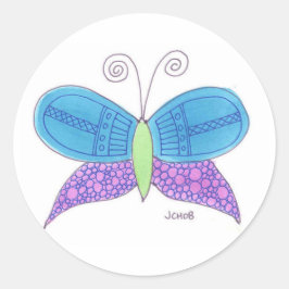 Waterverf Butterfly Ronde Sticker