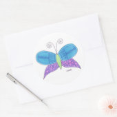 Waterverf Butterfly Ronde Sticker (Envelop)