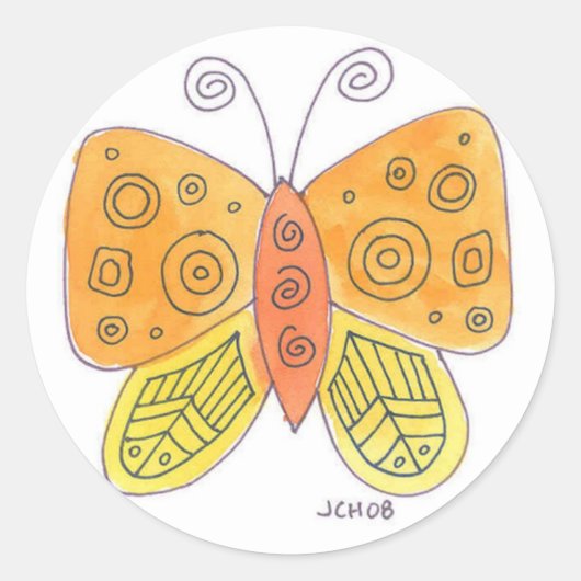 Waterverf Butterfly Ronde Sticker (Voorkant)