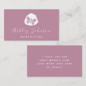 Waterverf Butterfly  roze Babysitter Eenvoudig Visitekaartje (Voorkant / Achterkant)