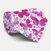 Waterverf Butterfly roze Stropdas (Opgerold)