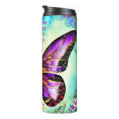 Waterverf Butterfly Self Love met Custom Name Thermosbeker (Geroteerd rechts)