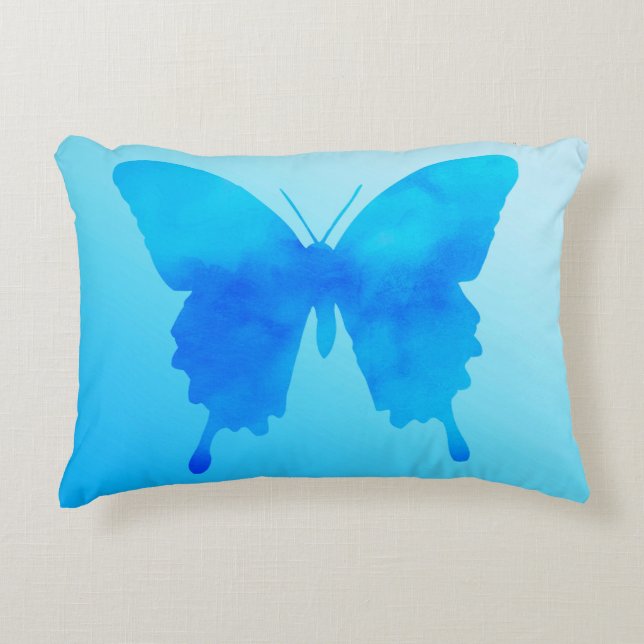 Waterverf Butterfly - Shades of Sky Blue Accent Kussen (Voorkant)