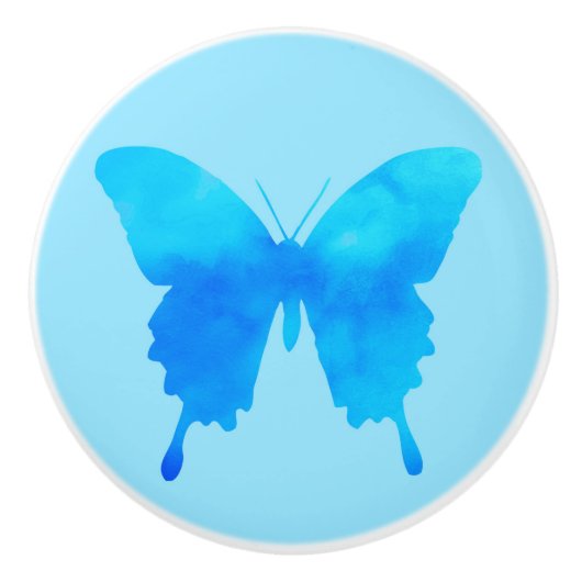 Waterverf Butterfly - Shades of Sky Blue Keramische Knop (Voorkant)