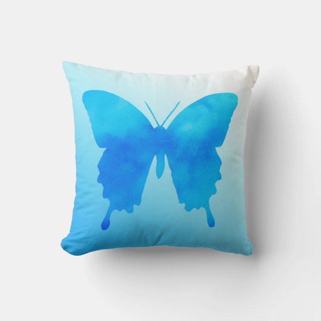 Waterverf Butterfly - Shades of Sky Blue Kussen (Voorkant)