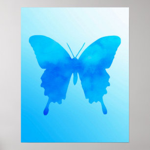 Waterverf Butterfly - Shades of Sky Blue Poster