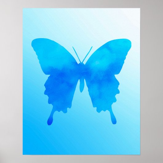 Waterverf Butterfly - Shades of Sky Blue Poster (Voorkant)