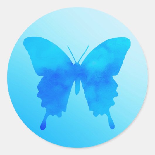 Waterverf Butterfly - Shades of Sky Blue Ronde Sticker (Voorkant)
