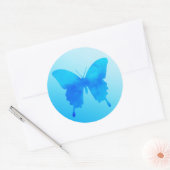 Waterverf Butterfly - Shades of Sky Blue Ronde Sticker (Envelop)