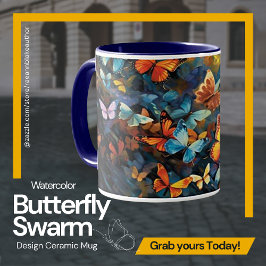 Waterverf Butterfly Swarm Design Keramische Mok