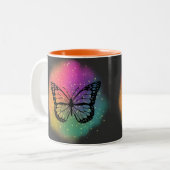 Waterverf Butterfly Tweekleurige Koffiemok (Voorkant links)